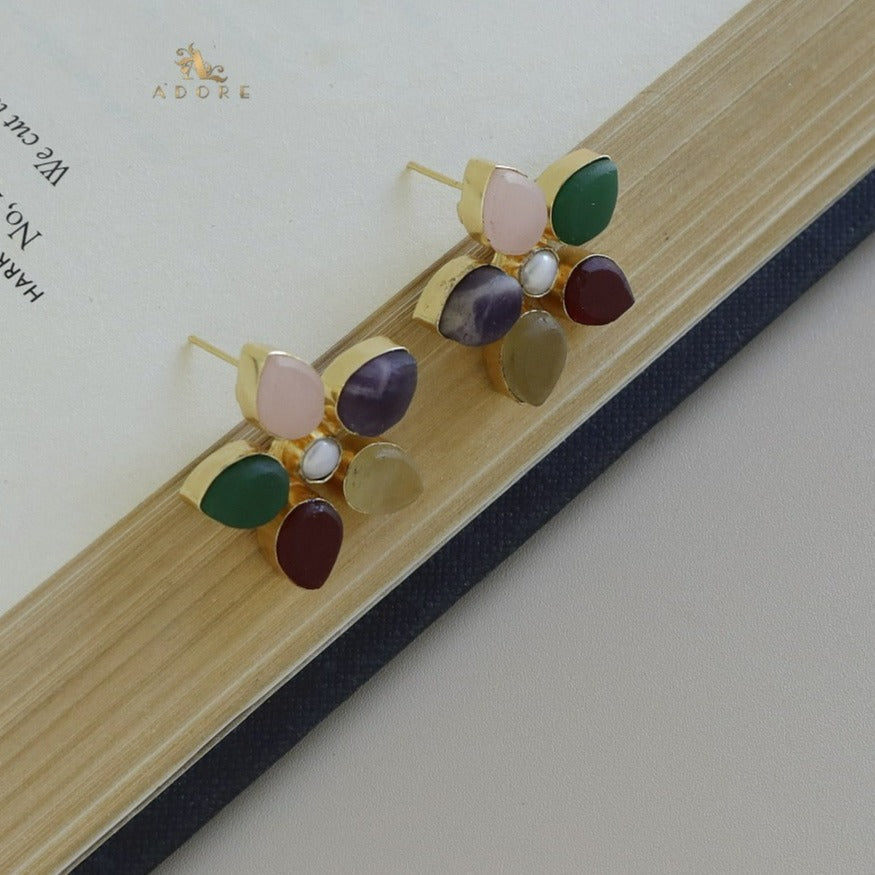 Adore Raw Stone - Flower Earring (Colours Available)