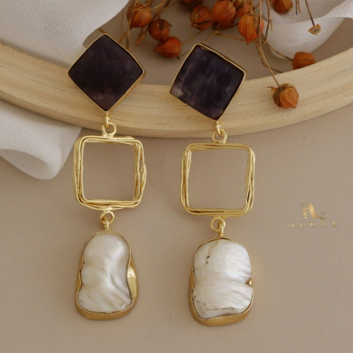 Niya Raw Stone Diamondina Baroque Earring