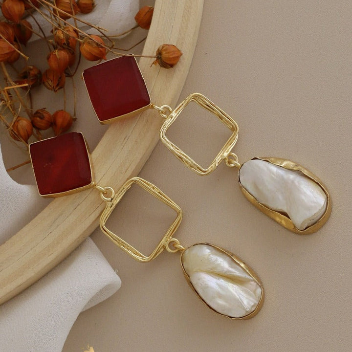 Niya Raw Stone Diamondina Baroque Earring
