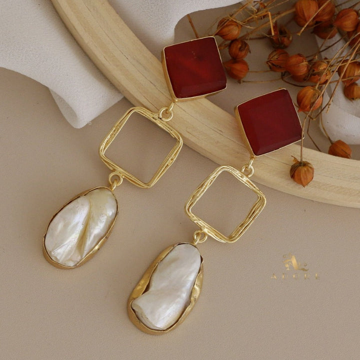 Niya Raw Stone Diamondina Baroque Earring