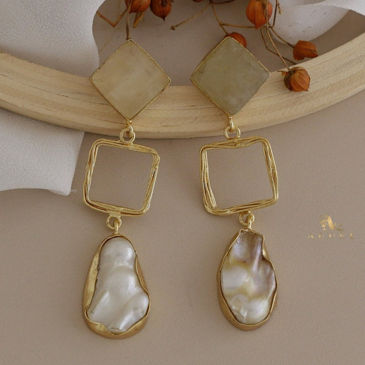 Niya Raw Stone Diamondina Baroque Earring
