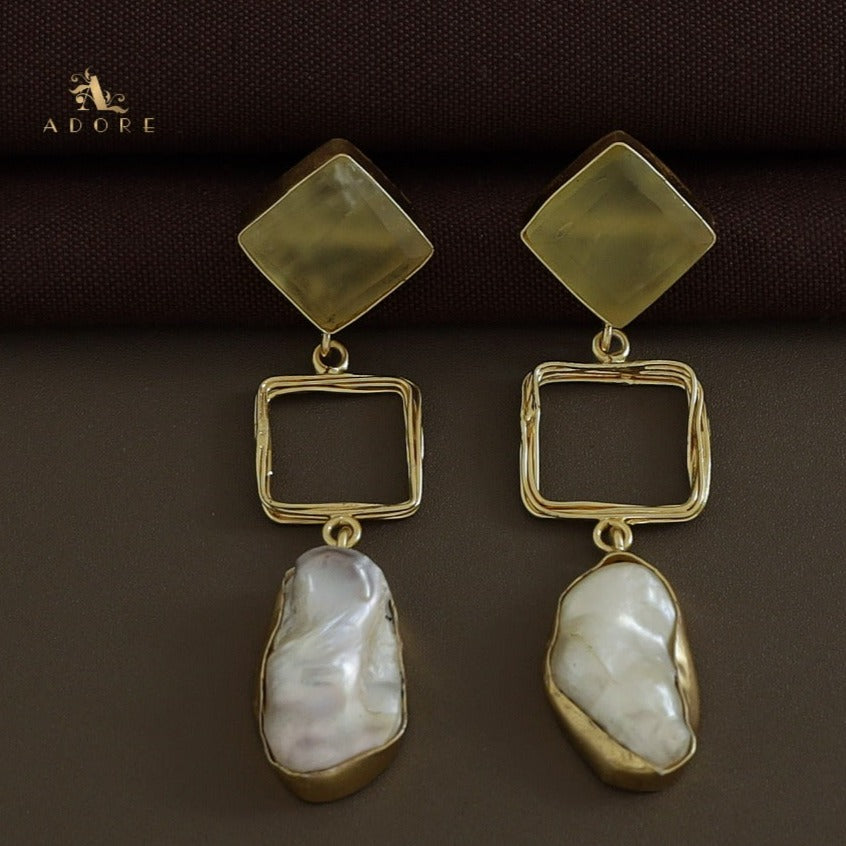 Niya Raw Stone Diamondina Baroque Earring