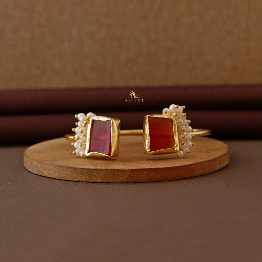 Caitlin Raw Stone Cluster Pearl Bangle
