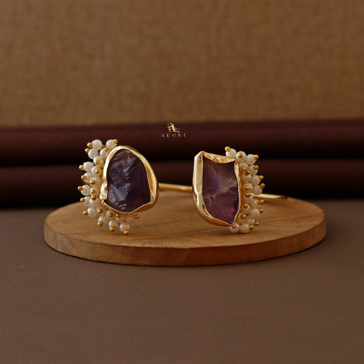Caitlin Raw Stone Cluster Pearl Bangle
