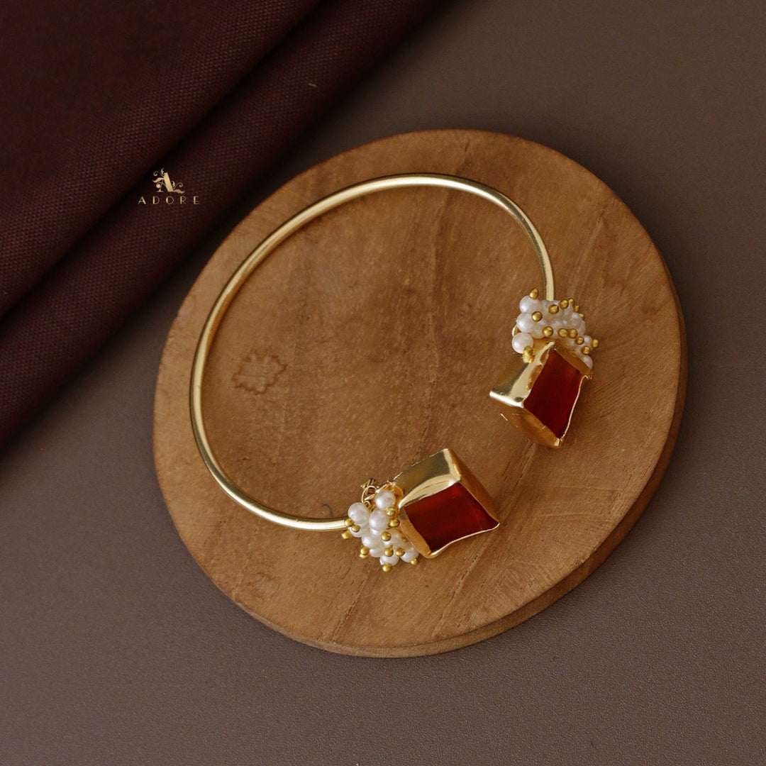Caitlin Raw Stone Cluster Pearl Bangle