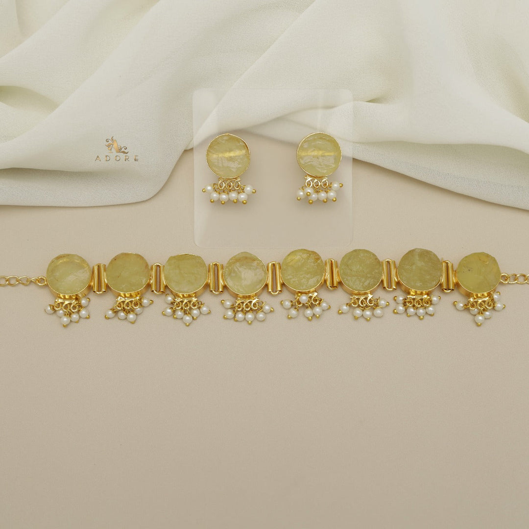 Alessandra Raw Stone Pearl Choker With Stud