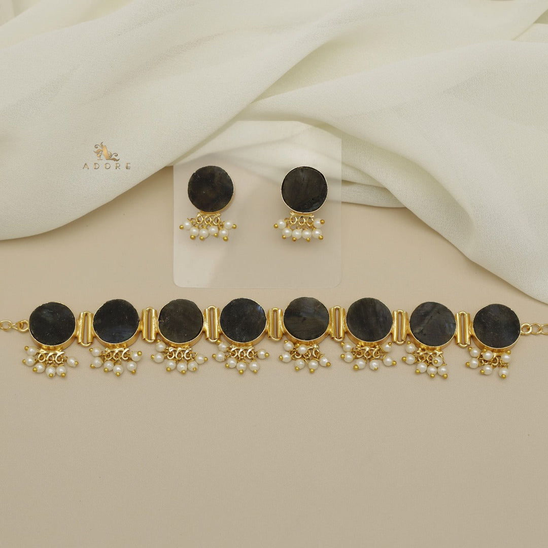 Alessandra Raw Stone Pearl Choker With Stud