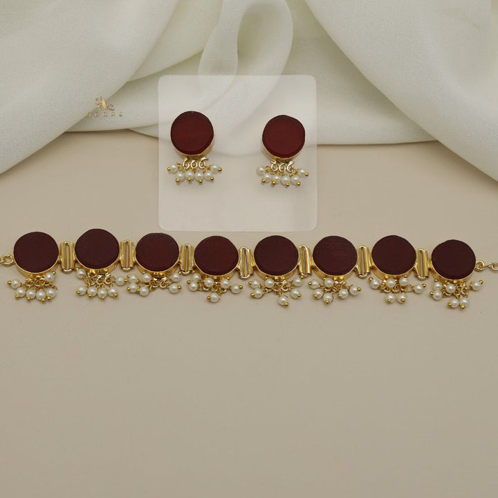 Alessandra Raw Stone Pearl Choker With Stud
