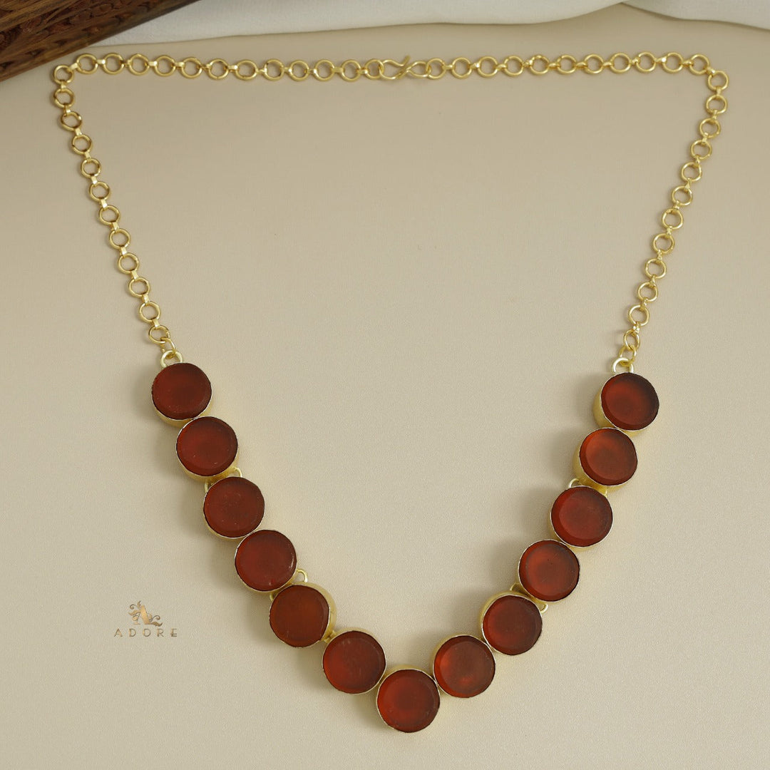 Mahila Round Raw Stone Neckpiece (Colour Options)