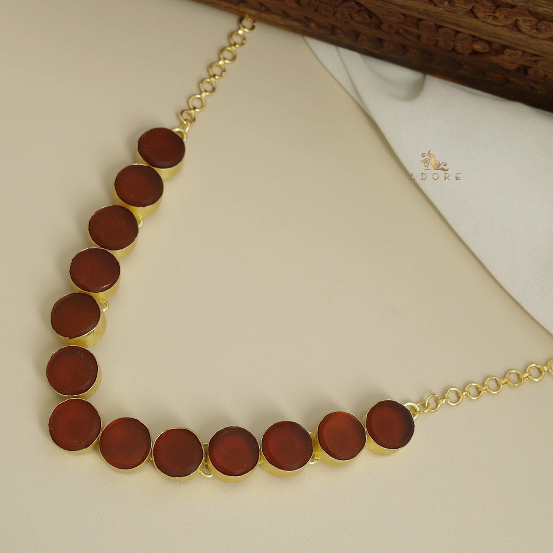 Mahila Round Raw Stone Neckpiece (Colour Options)