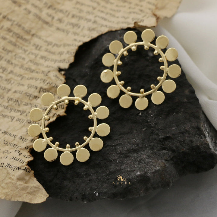 Golden Satomi Coin Hoop Earring