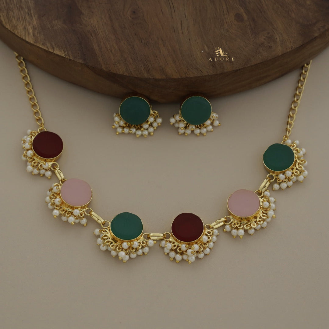 Dareena Half Pearl Neckpiece With Stud