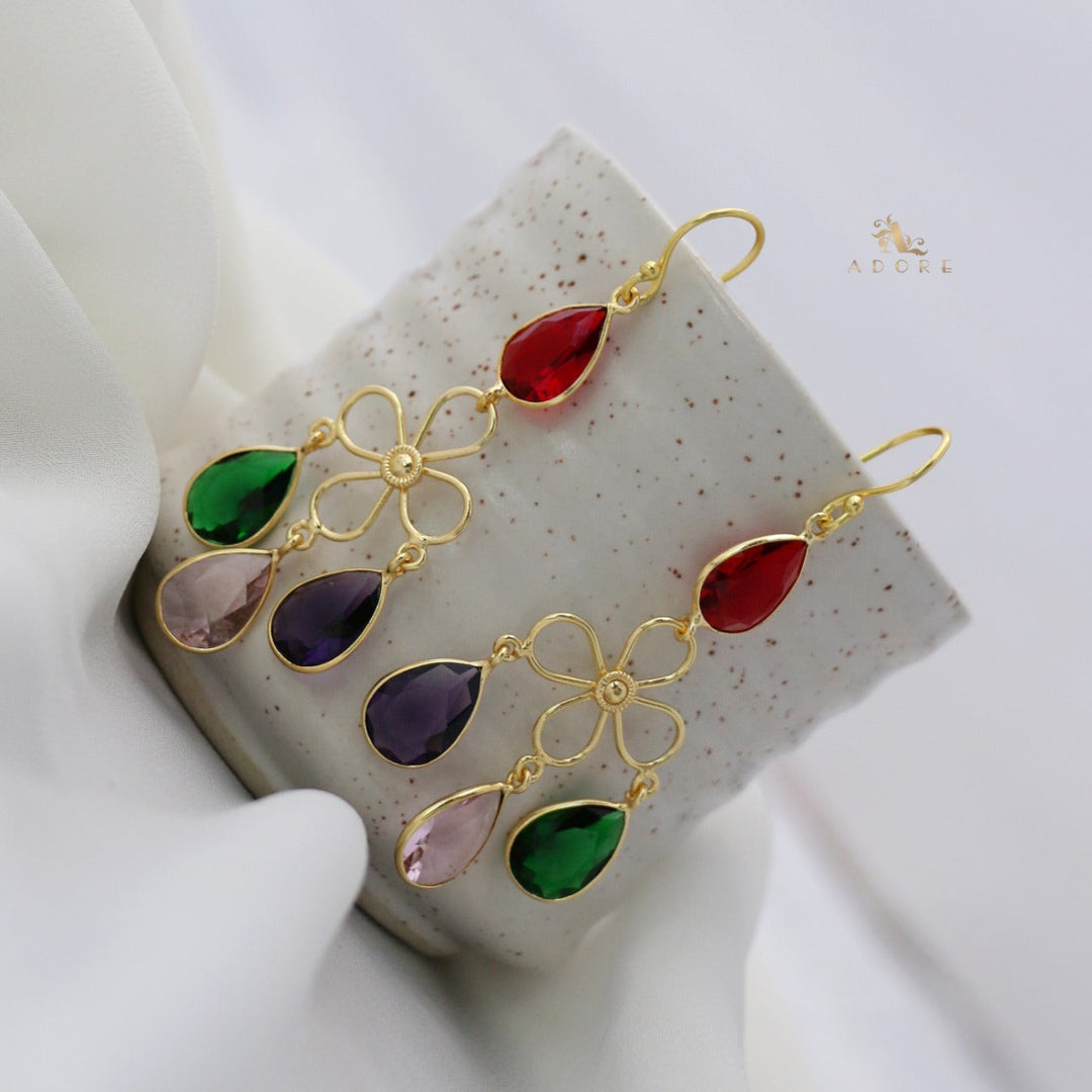 Glossy Rain Drop Tulips Earring