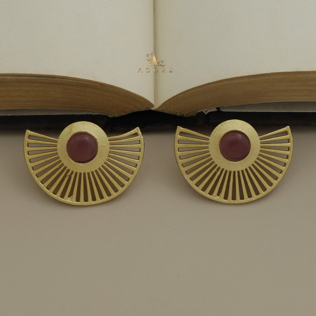 Landra Hand Fan Glossy Circle Earring