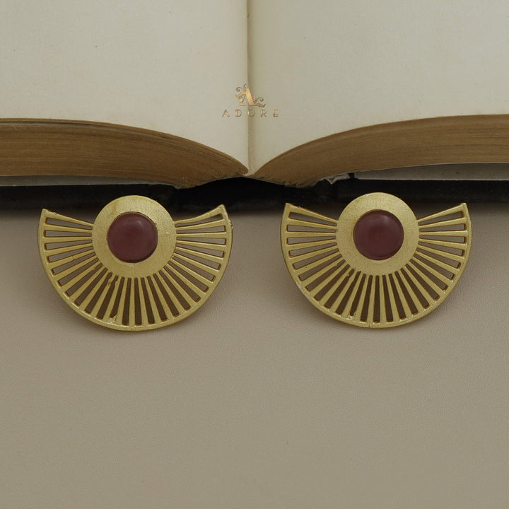 Landra Hand Fan Glossy Circle Earring