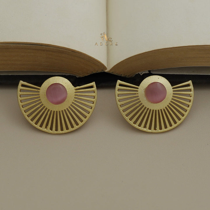 Landra Hand Fan Glossy Circle Earring
