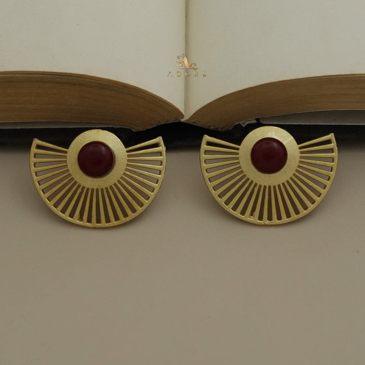 Landra Hand Fan Glossy Circle Earring