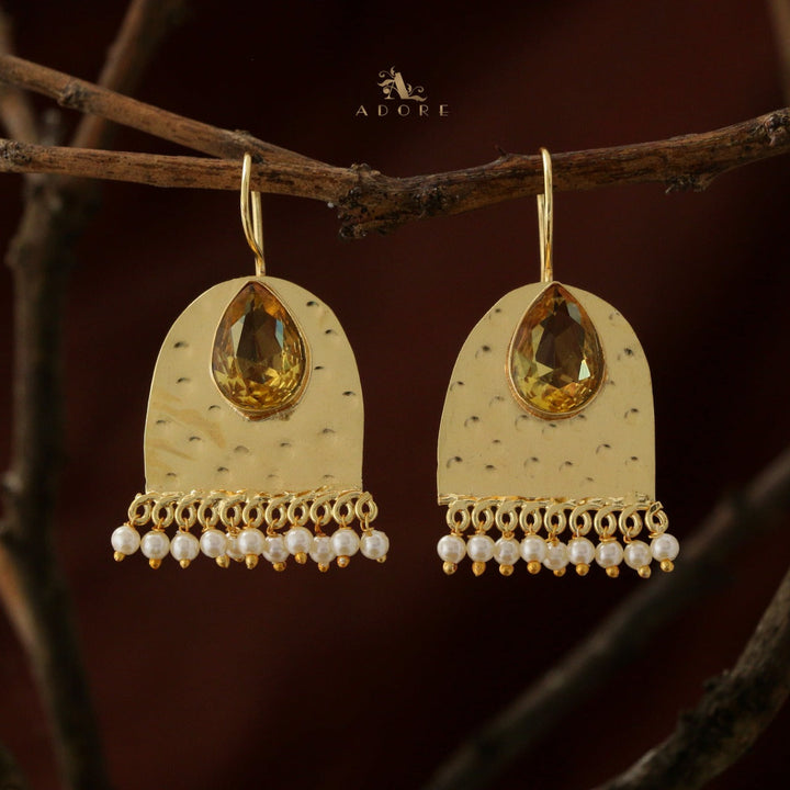 Golden Frame Pearl Earrings