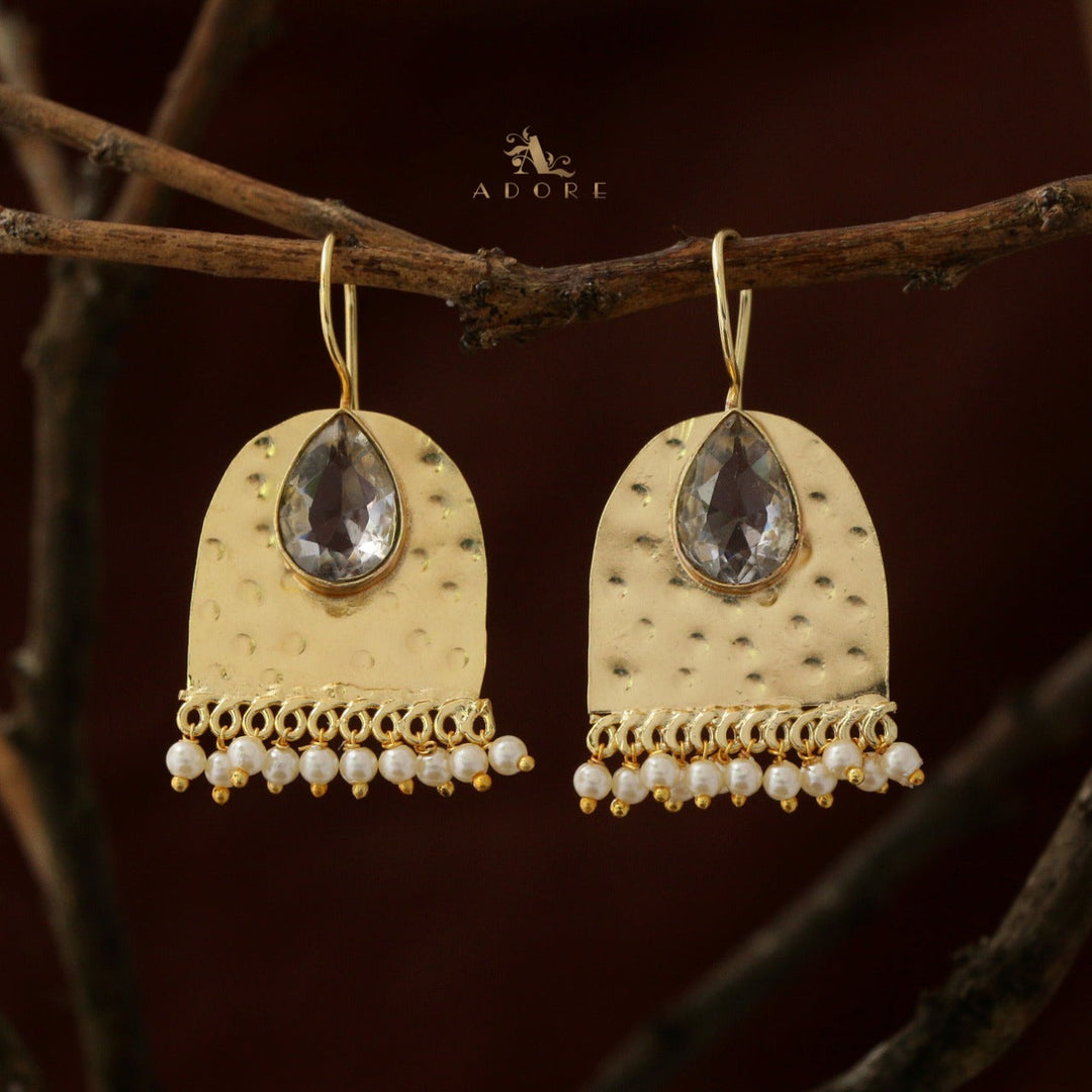 Golden Frame Pearl Earrings