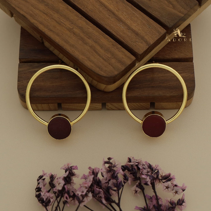 Golden Enva Hoop Raw Stone Earring