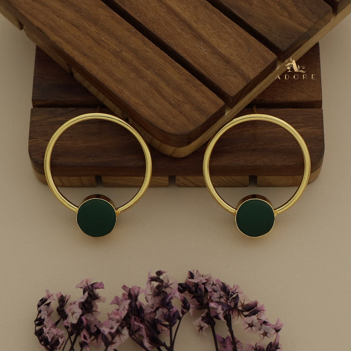 Golden Enva Hoop Raw Stone Earring