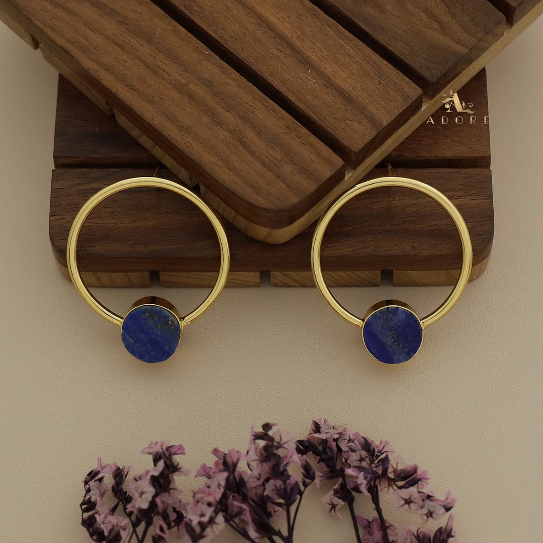 Golden Enva Hoop Raw Stone Earring