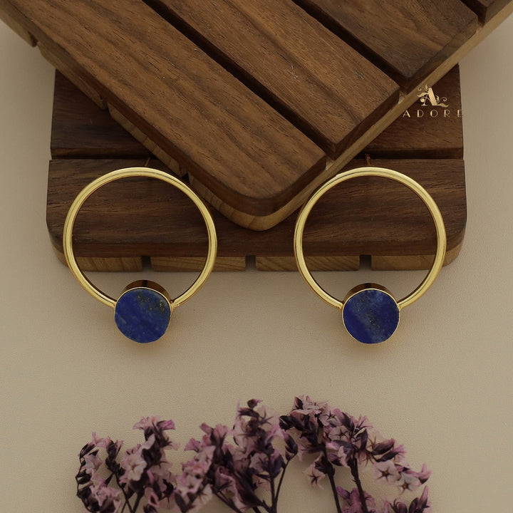 Golden Enva Hoop Raw Stone Earring