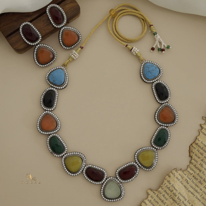 Adore - Multicolour Elite Neck Piece With Earring