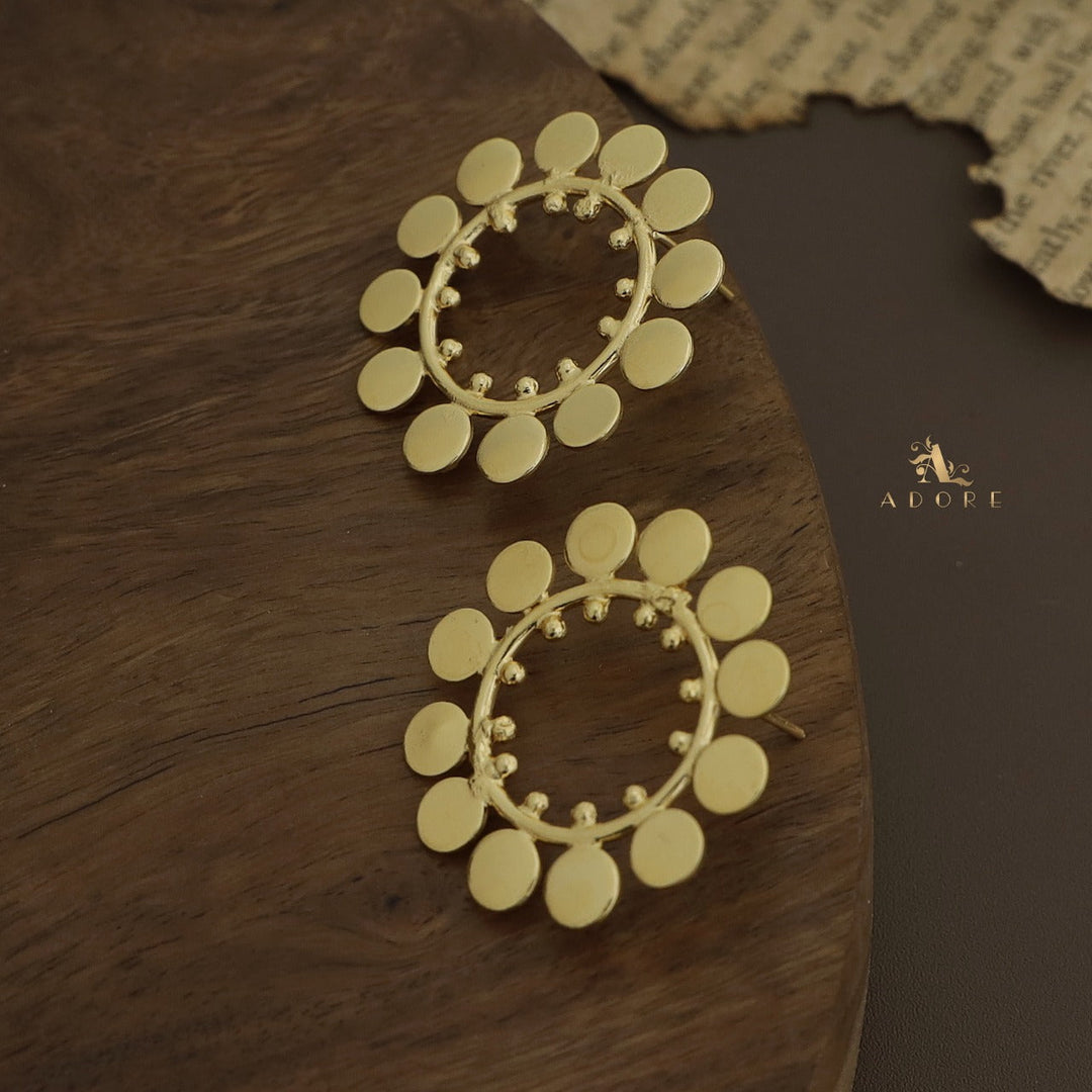 Golden Satomi Coin Hoop Earring