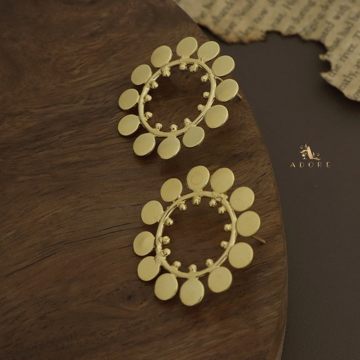 Golden Satomi Coin Hoop Earring