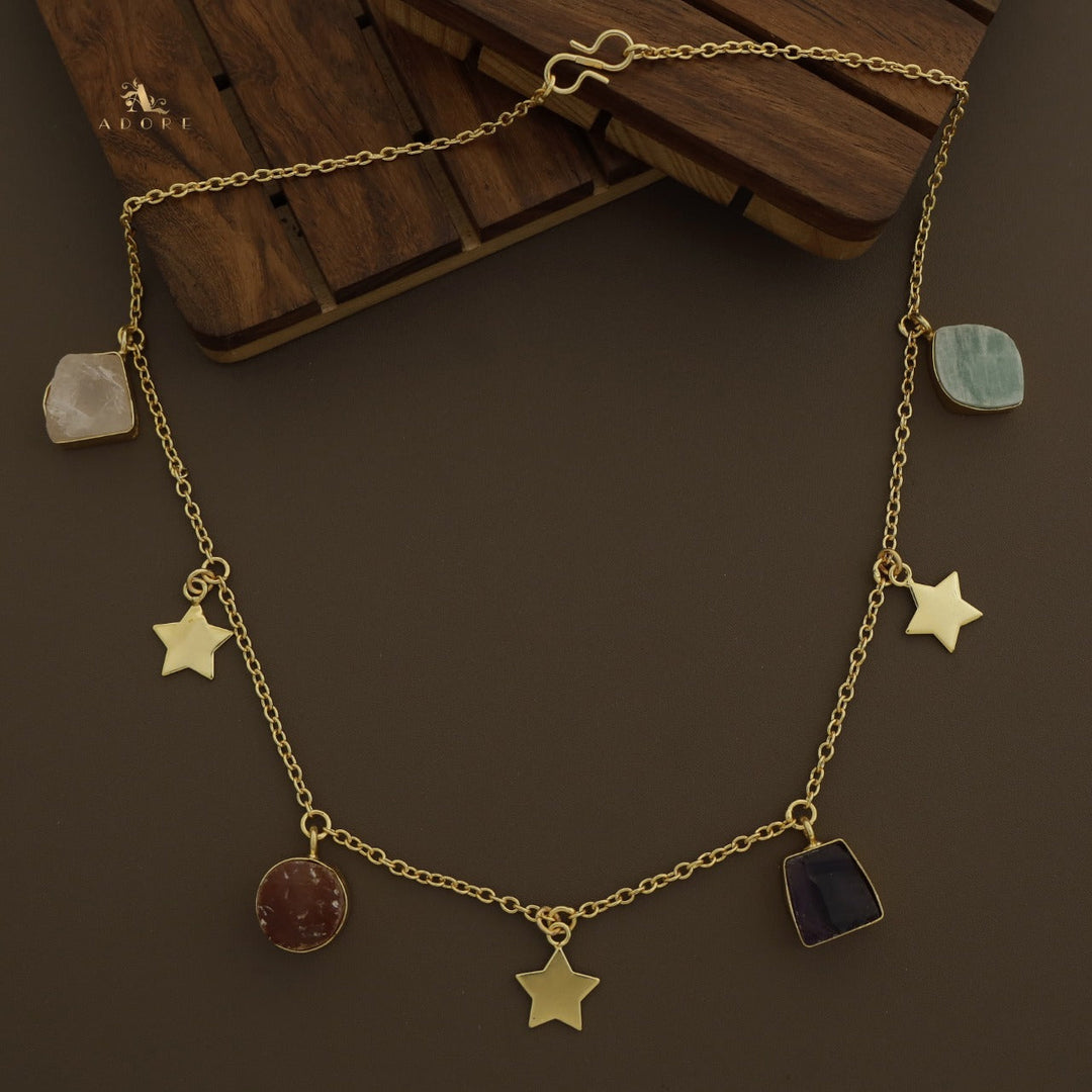 Chethasi Raw Stone + Gold Star Neckpiece