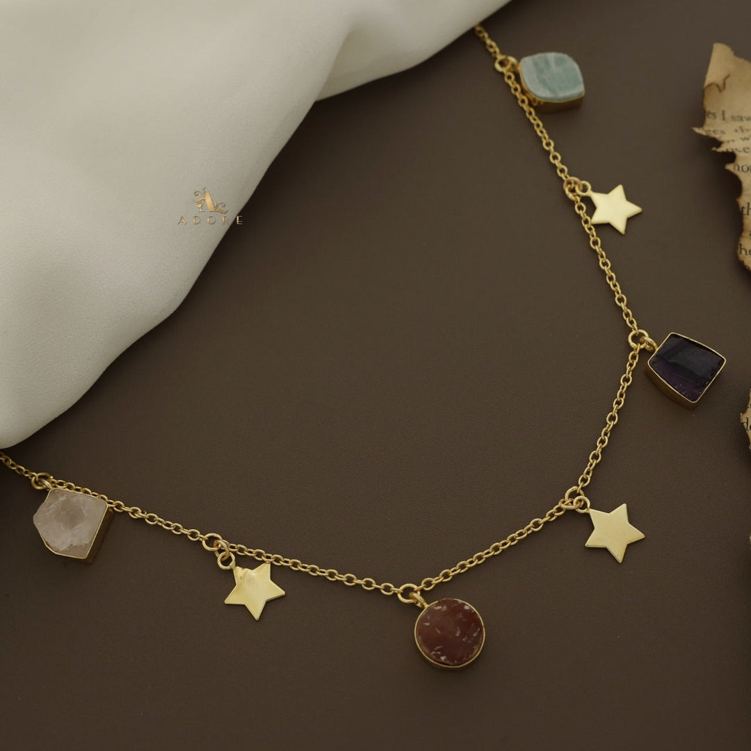 Chethasi Raw Stone + Gold Star Neckpiece