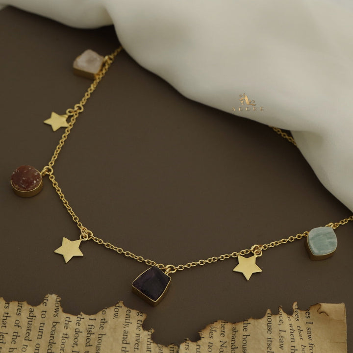 Chethasi Raw Stone + Gold Star Neckpiece