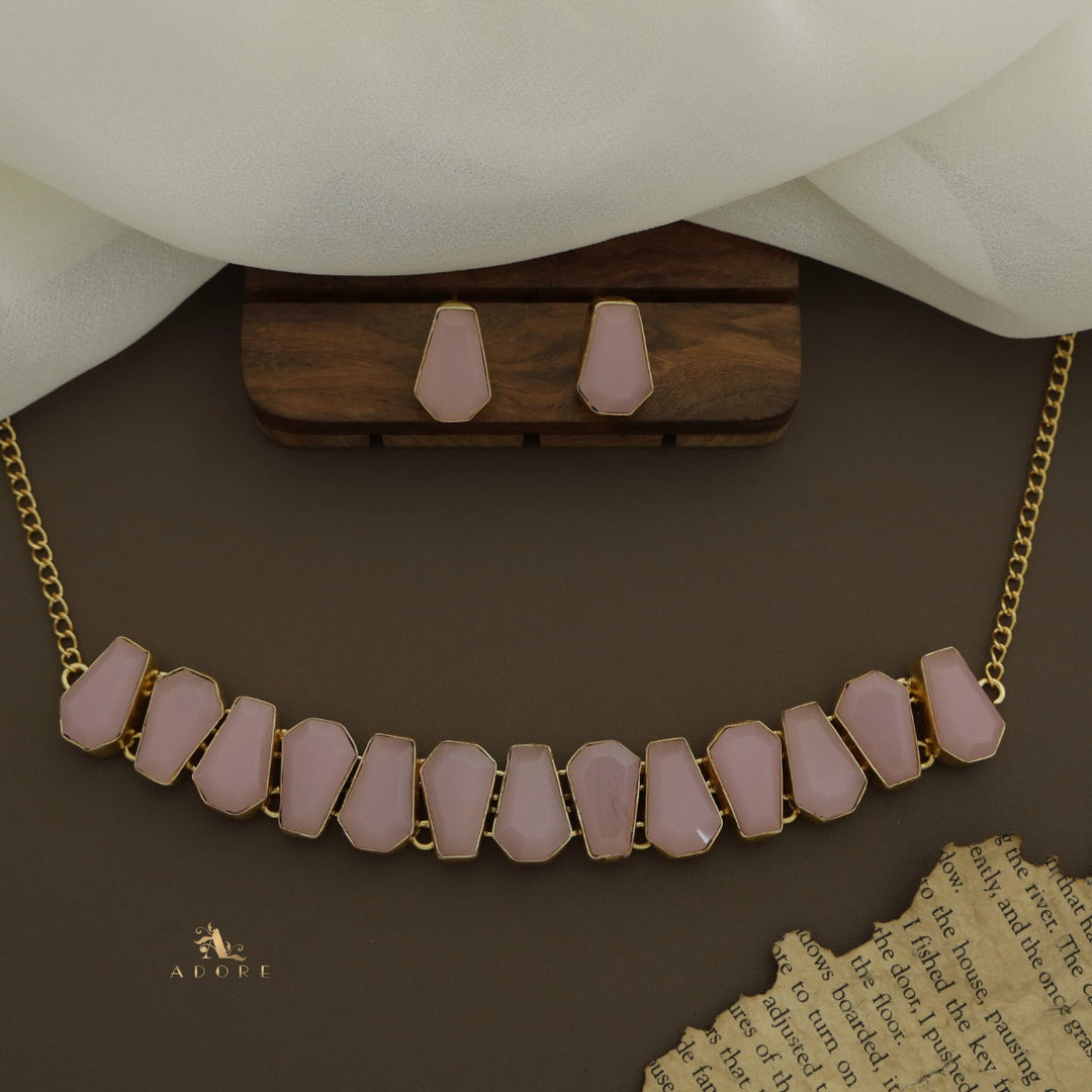 Felicia Hexa Glossy Choker/Short Neckpiece With Earring
