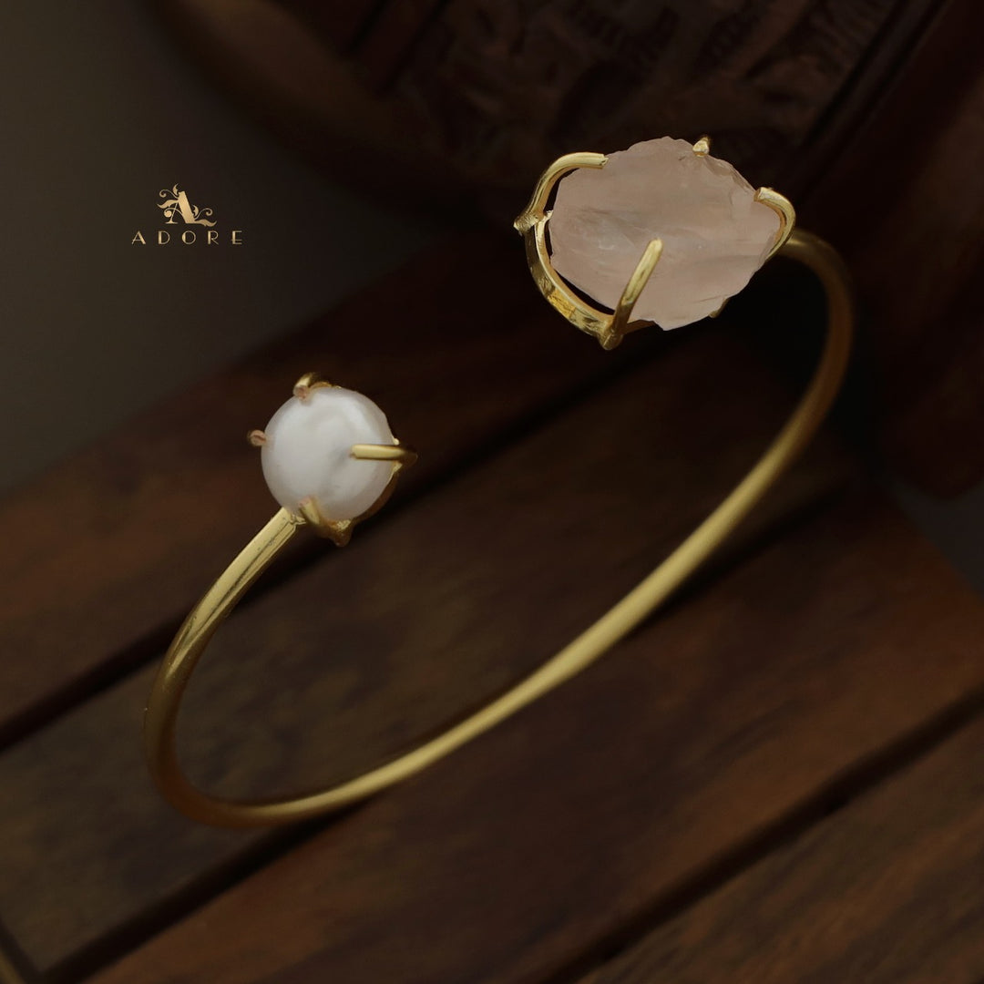 Libra Claw Dyed & Raw Stone + Pearl Bangle