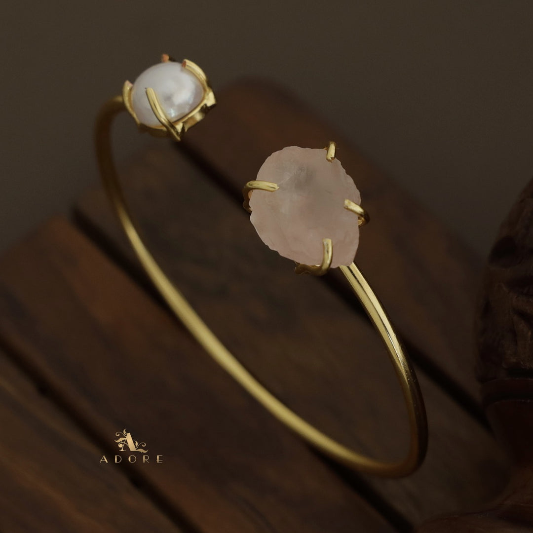 Libra Claw Dyed & Raw Stone + Pearl Bangle