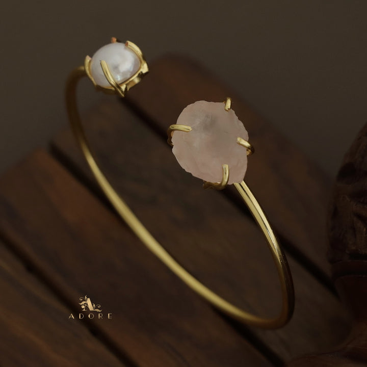 Libra Claw Dyed & Raw Stone + Pearl Bangle