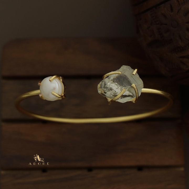 Libra Claw Dyed & Raw Stone + Pearl Bangle