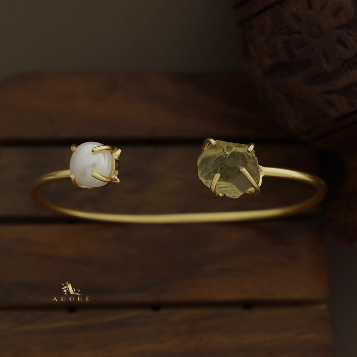 Libra Claw Dyed & Raw Stone + Pearl Bangle