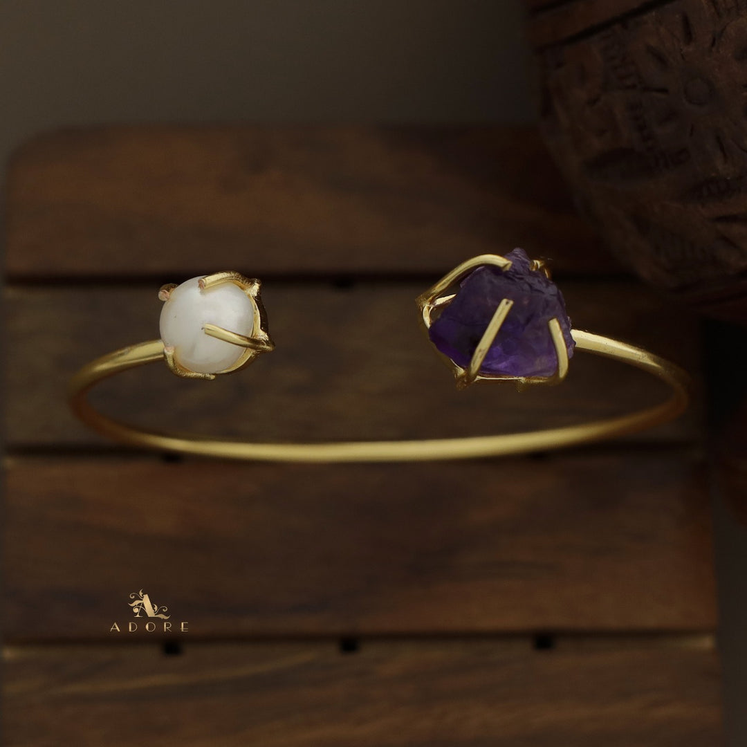 Libra Claw Dyed & Raw Stone + Pearl Bangle