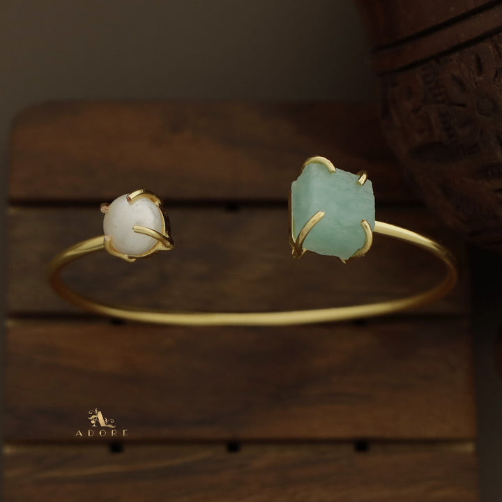 Libra Claw Dyed & Raw Stone + Pearl Bangle