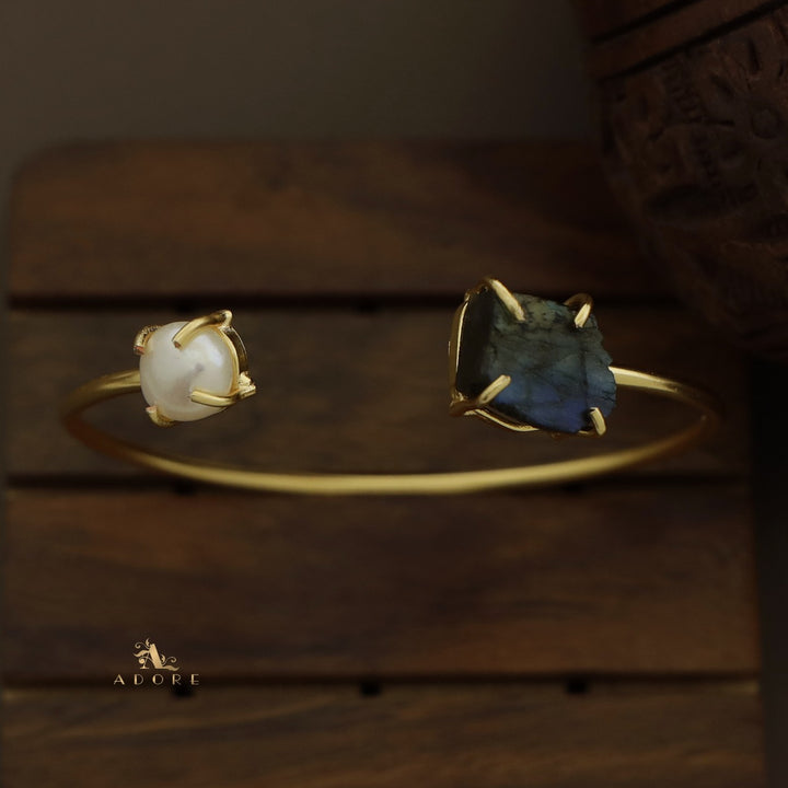 Libra Claw Dyed & Raw Stone + Pearl Bangle