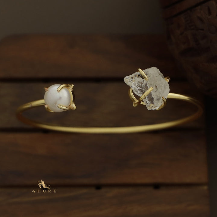 Libra Claw Dyed & Raw Stone + Pearl Bangle
