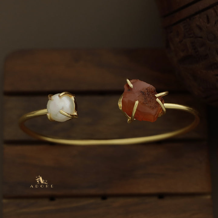 Libra Claw Dyed & Raw Stone + Pearl Bangle
