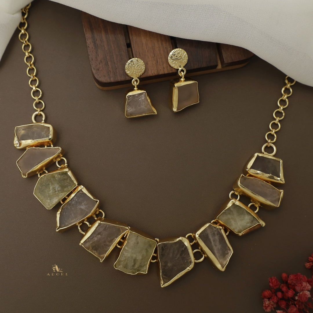 Raw Stone Hazel Neckpiece with Earring