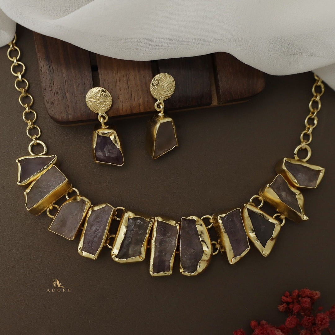 Raw Stone Hazel Neckpiece with Earring