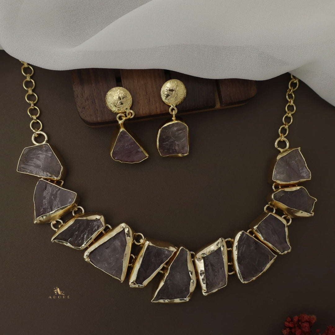 Raw Stone Hazel Neckpiece with Earring