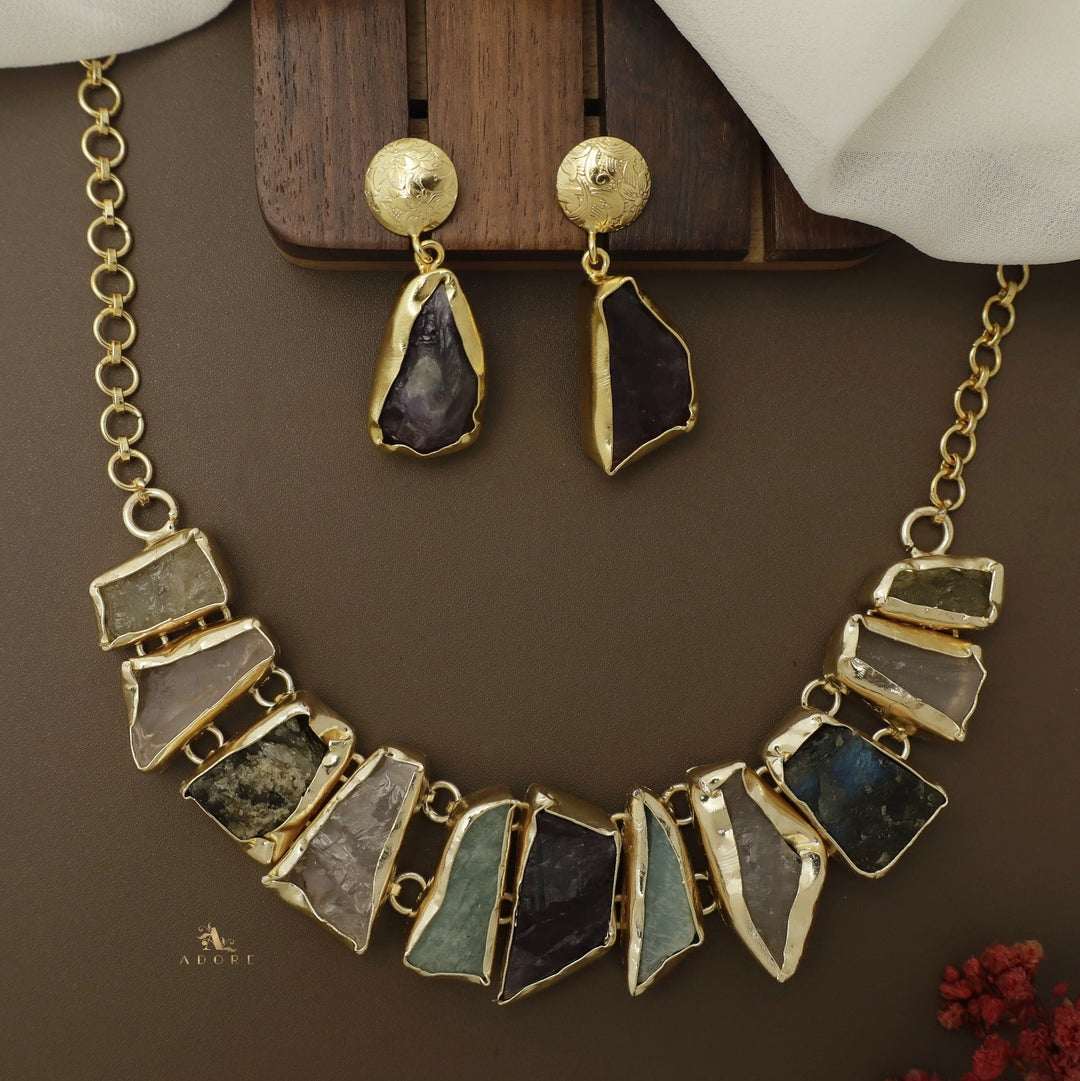 Raw Stone Hazel Neckpiece with Earring