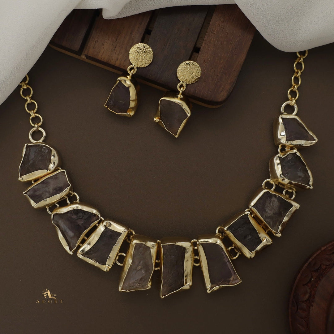 Raw Stone Hazel Neckpiece with Earring