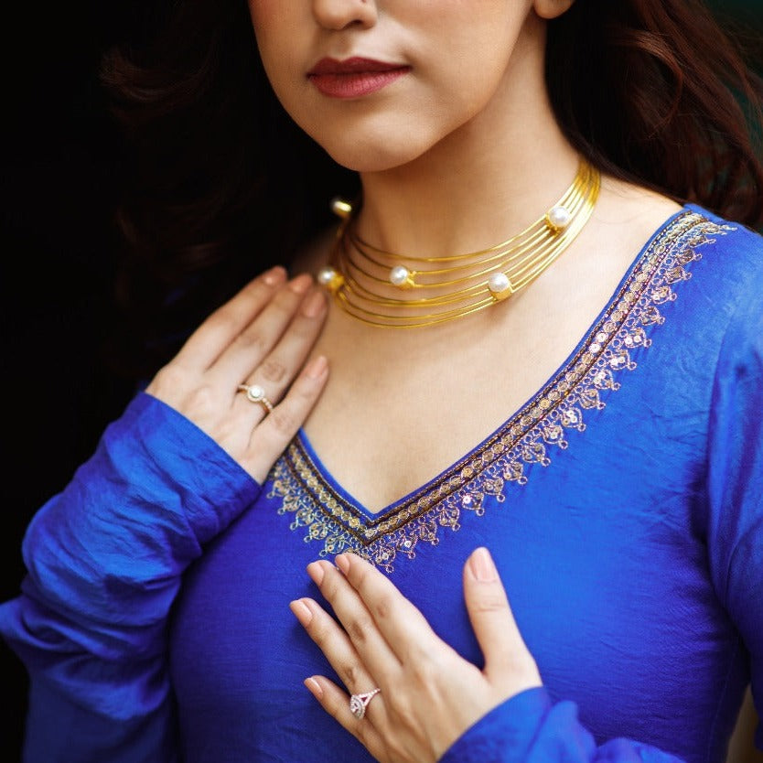 Golden 7 Layer Glossy Round Neck Cuff